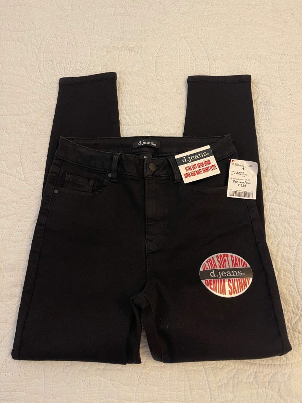d. jeans High-Rise Skinny Black Denim Jeans size 6P NWT - Picture 2 of 11